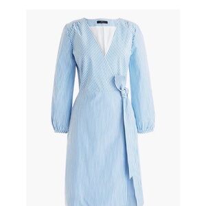 J. Crew Blue Striped Wrap Dress